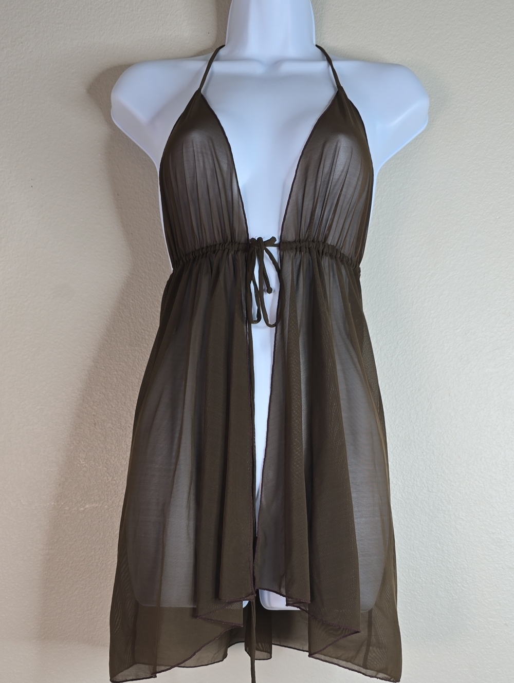 VENUS Brown Sheer Halter Tie-Front Swim Coverup.  Size O/S
